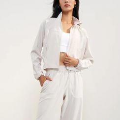 3Pcs Womens Full Zip Stand Up Neck Sport Top