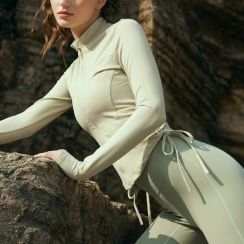 2Pcs Womens Fitness Long Sleeve Zipper Drawstring Jacket