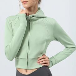 Womens Half High Neck Sport Hooded Jacket